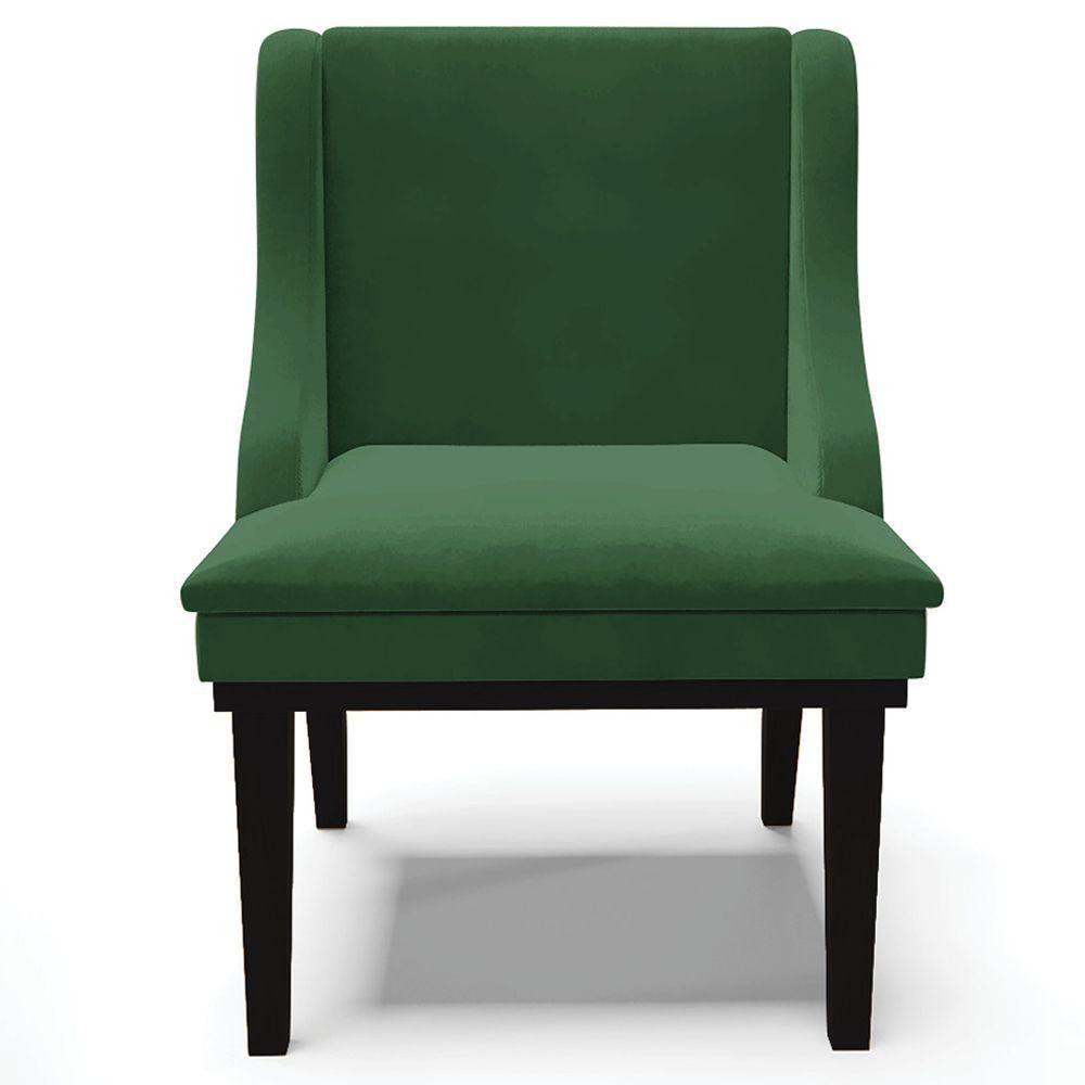 Kit 2 Cadeiras Decorativas Sala De Jantar Base Fixa De Madeira Firenze Veludo Verde/preto G19 - Gran Belo - 5