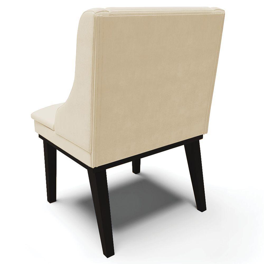 Kit 5 Cadeiras Decorativas Sala De Jantar Base Fixa De Madeira Firenze Pu Bege/preto G19 - Gran Belo - 5