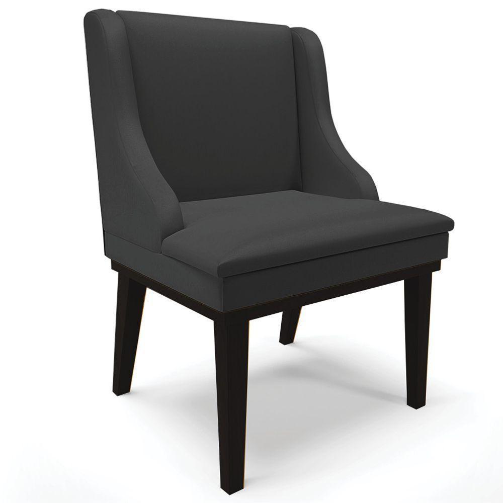 Kit 2 Cadeiras Decorativas Sala De Jantar Base Fixa De Madeira Firenze Pu Preto Fosco G19 - Gran Belo - 3