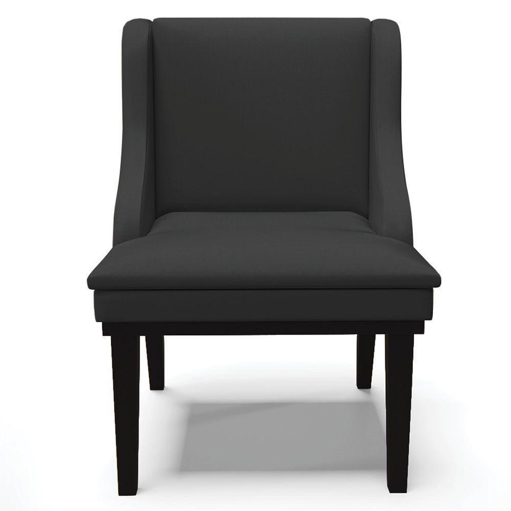 Kit 2 Cadeiras Decorativas Sala De Jantar Base Fixa De Madeira Firenze Pu Preto Fosco G19 - Gran Belo - 4