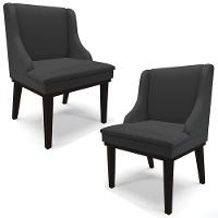 Kit 2 Cadeiras Decorativas Sala De Jantar Base Fixa De Madeira Firenze Pu Preto Fosco G19 - Gran Belo - 1