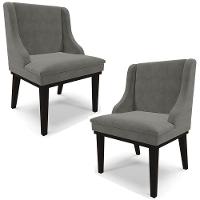 Kit 2 Cadeiras Decorativas Sala De Jantar Base Fixa De Madeira Firenze Suede Grafite/preto G19 - Gran Belo - 1