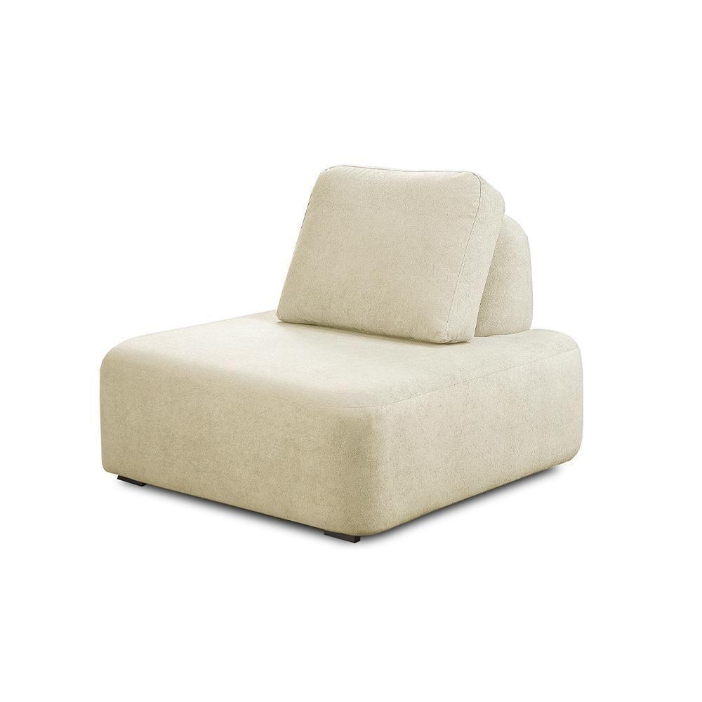 Poltrona Decorativa Santiago Sala De Estar Pés Em Madeira Bouclê Off White - 5