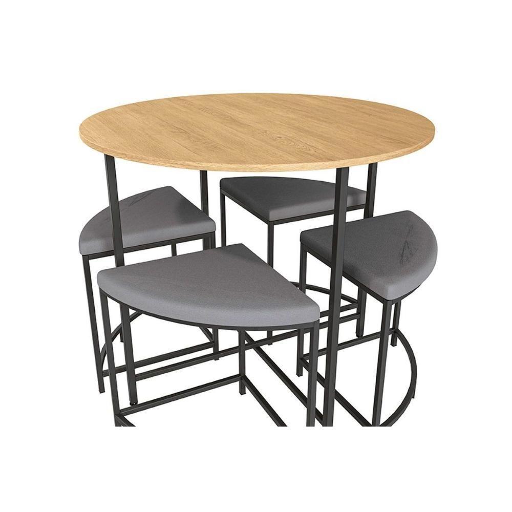 Mesa de Sala Jantar LI038 c/Tampo Madeirado 90 cm + 4 Banquetas Freijó/Preto Fosco - Kappesberg - 3