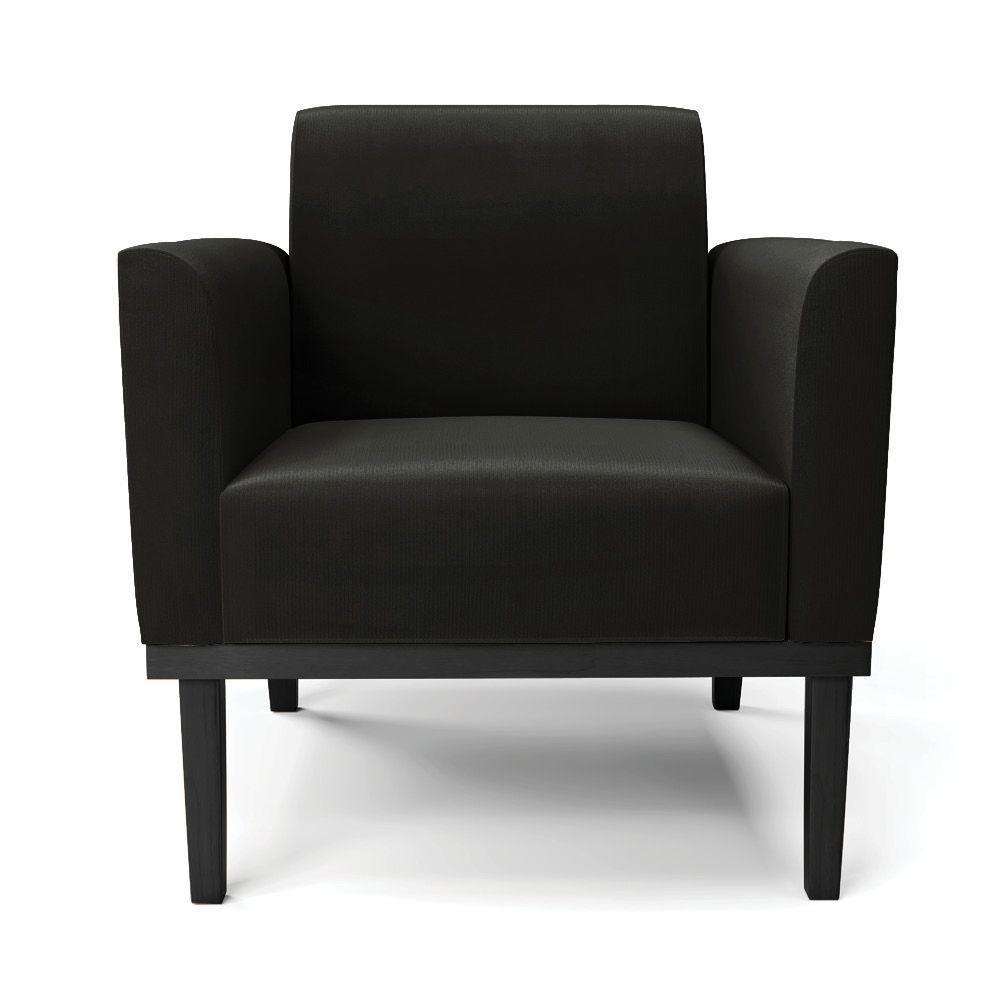 Poltrona Decorativa Pés Fixo Em Madeira Preto Suede Preto - 2