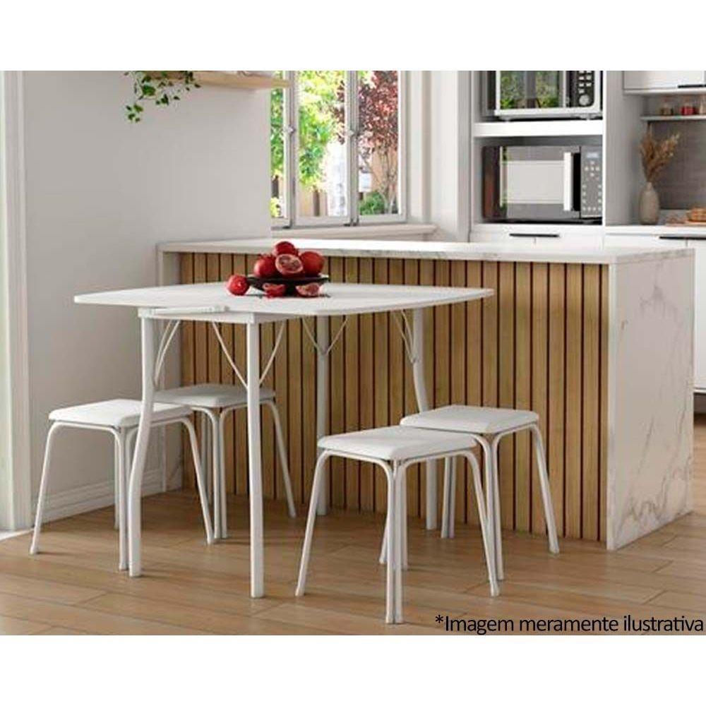 Mesa De Sala Jantar Dobrável 216 Prata-courino Branco Carraro - 6