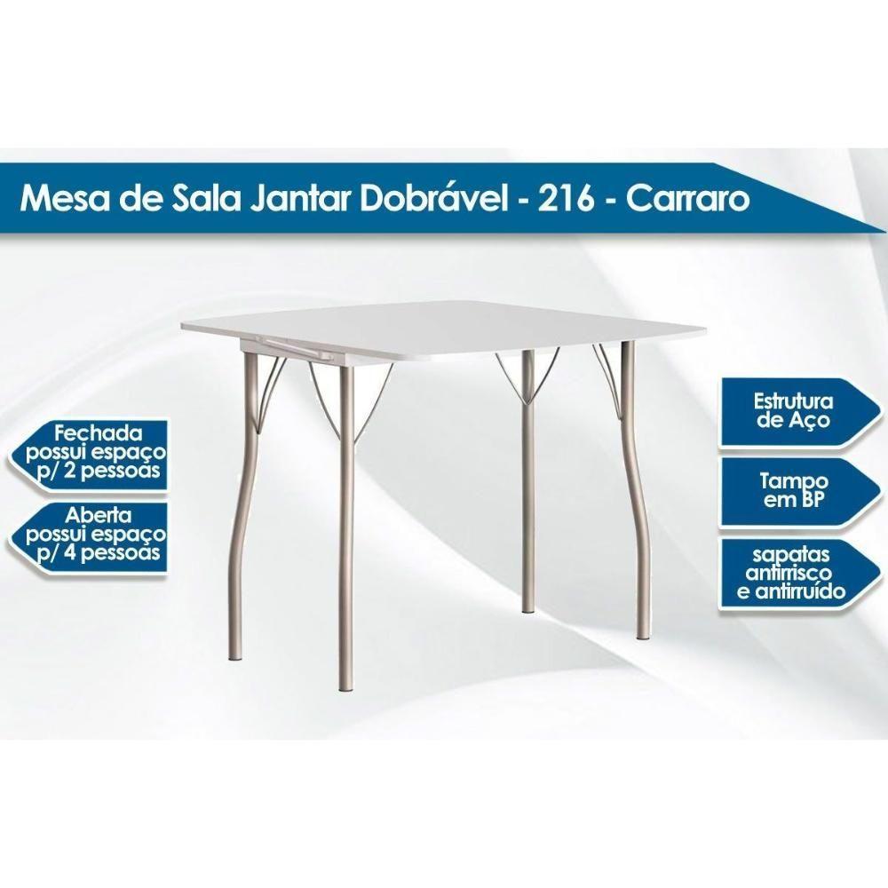 Mesa De Sala Jantar Dobrável 216 Prata-courino Branco Carraro - 7