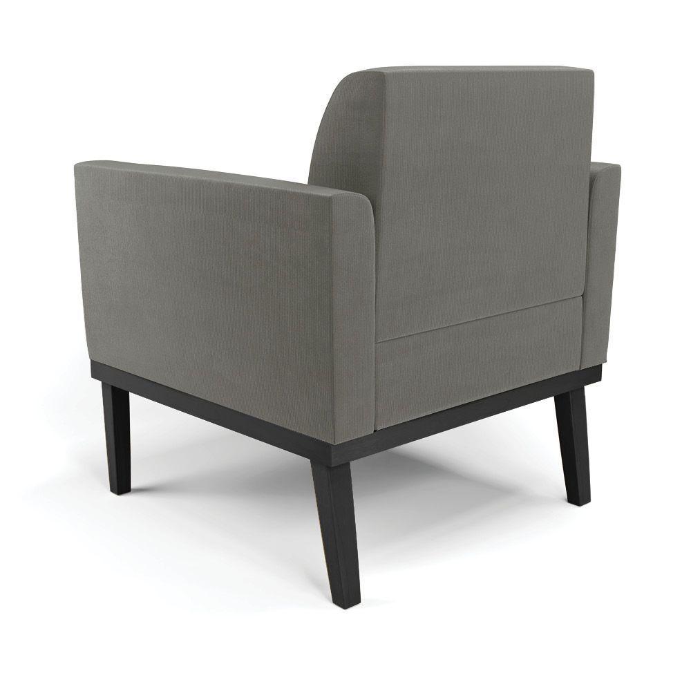 Poltrona Decorativa Isabella Pés Fixo Em Madeira Preto Suede Grafite G19 - Gran Belo - 7