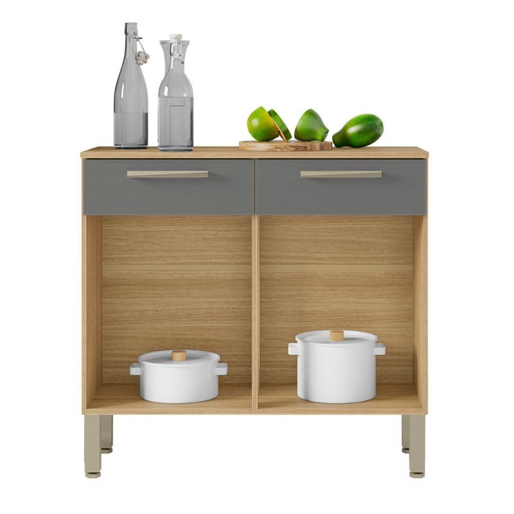 Balcão De Cozinha Com 2 Portas Nantes Freijó Gris - 3
