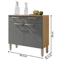 Balcão De Cozinha Com 2 Portas Nantes Freijó Gris - 4