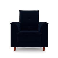 Poltrona De Amamentação Quarto De Bebê Gracy Com Puff Pés Palito Veludo Azul Marinho G85 - Gran Belo - 2