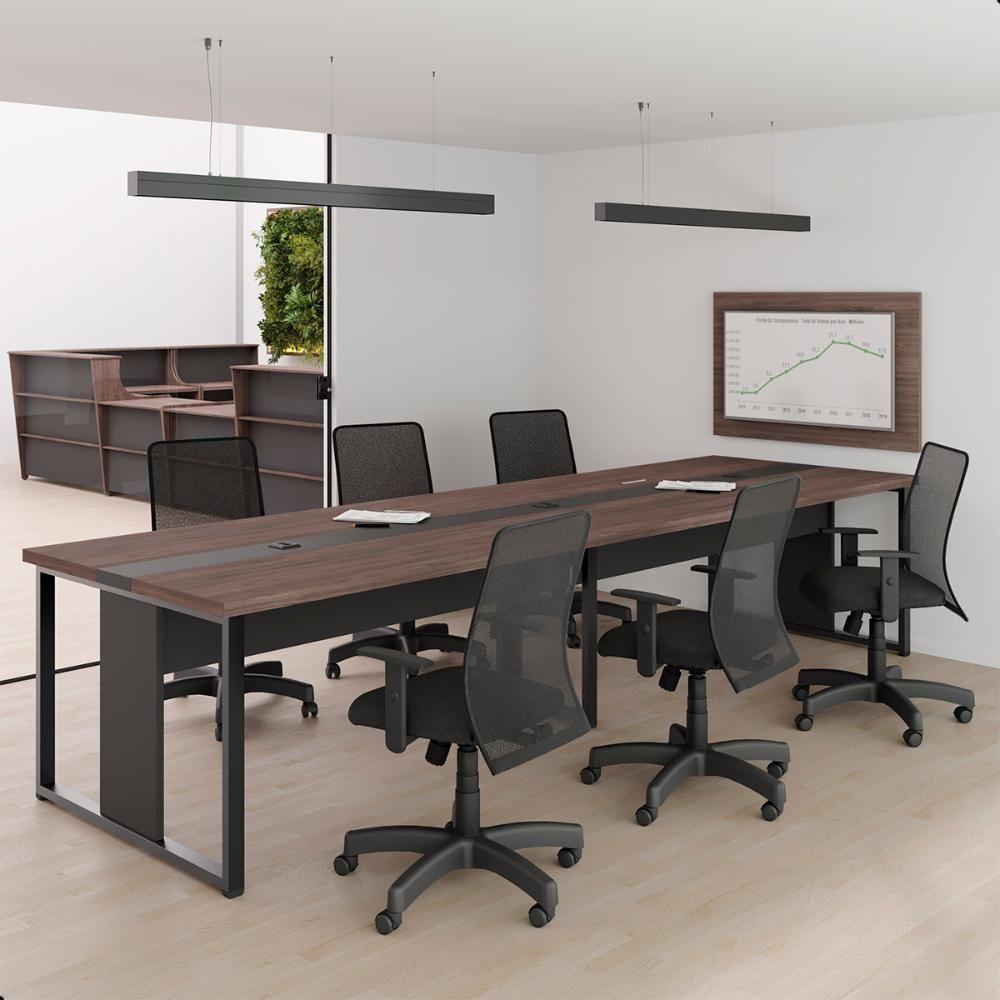 Mesa De Escritório Com Painel Tv 40" Leeds Leeds Freijó Preto - 3