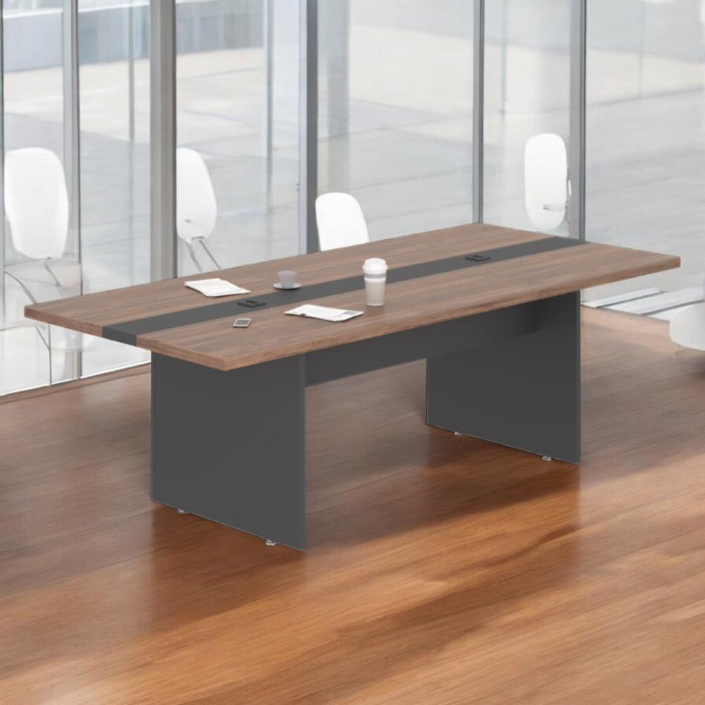 Mesa De Reunião 6 Lugares Com Faixa Bari Noce Preto - 1