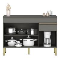 Balcão 3 Portas 1 Gaveta 1200 Line Com Tampo Gris - 3