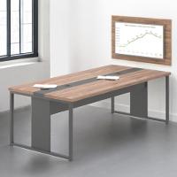 Mesa Sala De Reunião Com Paniel Para Tv Noce Preto - 1