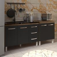 Armário Cozinha Gabinete Pia De 120 Cm Bruna E Balcão Jane Para Forno Elétrico Ou Microondas Savana Preto - 6