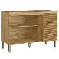 Balcão 2 Portas 3 Gavetas 1200 Ametista Freijo Gris Ripado - 2