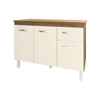 Balcão Gabinete Para Pia 118 Cm Cozinha Aline Savana Off White Com Tampo Tampão 120 Cm Savana - 1