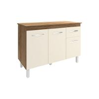 Balcão Gabinete Para Pia 118 Cm Cozinha Aline Savana Off White Com Tampo Tampão 120 Cm Savana - 2