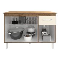 Balcão Gabinete Para Pia 118 Cm Cozinha Aline Savana Off White Com Tampo Tampão 120 Cm Savana - 3