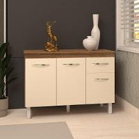 Balcão Gabinete Para Pia 118 Cm Cozinha Aline Savana Off White Com Tampo Tampão 120 Cm Savana - 5