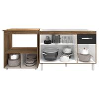 Cozinha Armário Balcão Gabinete De Pia Aline 120 Cm E Balcão Amanda Para Microondas E Forno Elétrico Savana Preto - 3