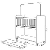 Mini Berço Compacto Portátil Para Bebê Com Rodízio Colchão Suporte Para Mosquiteiro E Prateleira Savana Branco - 2