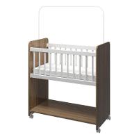 Mini Berço Compacto Portátil Para Bebê Com Rodízio Colchão Suporte Para Mosquiteiro E Prateleira Savana Branco