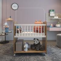 Mini Berço Compacto Portátil Para Bebê Com Rodízio Colchão Suporte Para Mosquiteiro E Prateleira Savana Branco - 5