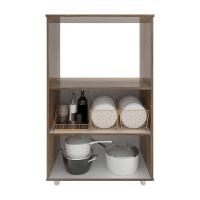 Balcão Multiuso Armário Cozinha Para Forno Elétrico E Microondas Organizador Com 2 Portas Tayla Savana Off White - 3