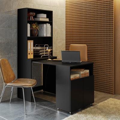 Mesa Escrivaninha Multifunção Multi em MDF 70cm Preto com Rodízios para Home
