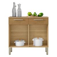 Balcão Gabinete De Cozinha 90 Cm 2 Portas Nala Kits Paraná Freijó Gris-supremo Cp Ripado Freijó - 2