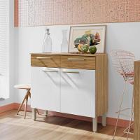 Balcão Gabinete De Cozinha 90 Cm 2 Portas Nala Kits Paraná Freijó Gris-supremo Cp Ripado Freijó - 3