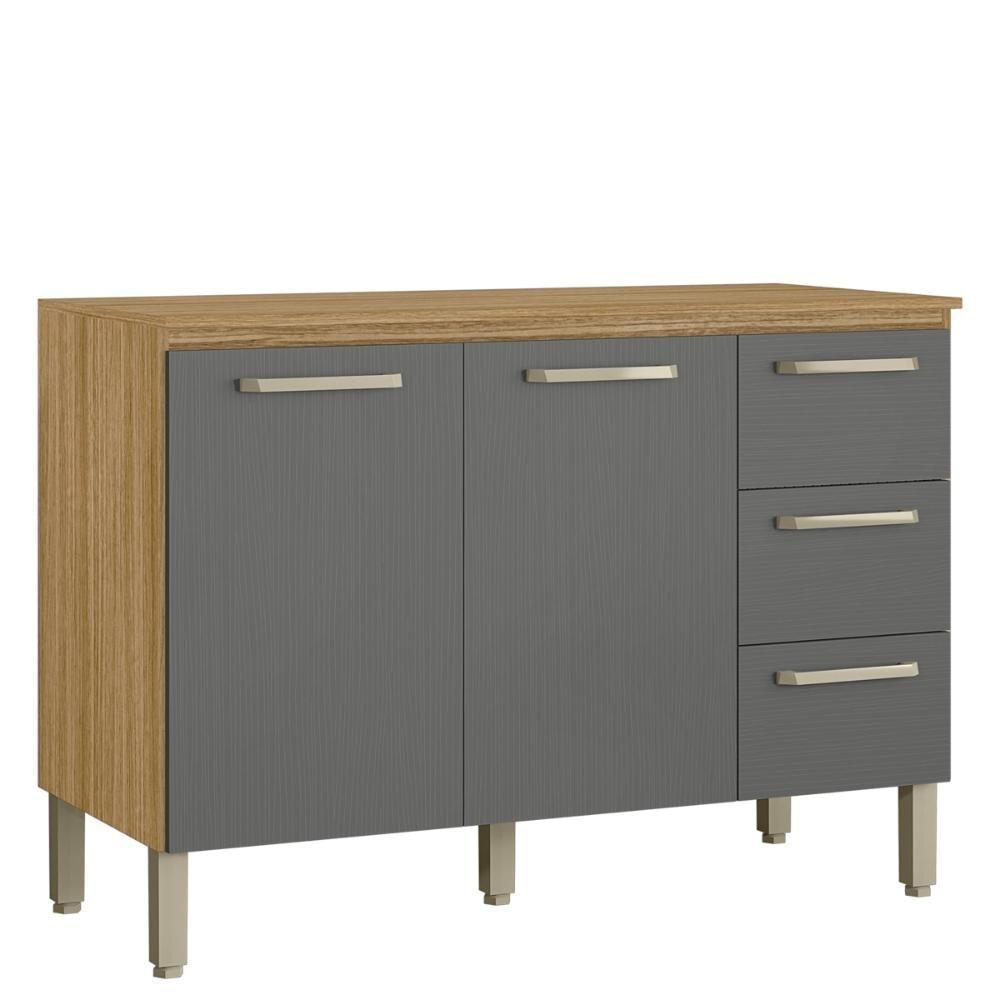 Balcão Gabinete De Pia 120 Cm Com Tampo Ametista Kits Paraná Freijó Gris - 1