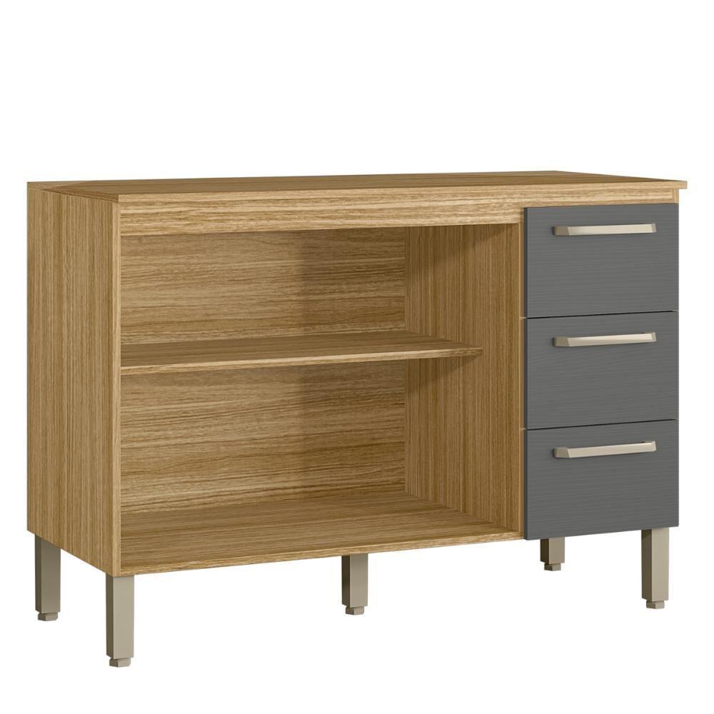 Balcão Gabinete De Pia 120 Cm Com Tampo Ametista Kits Paraná Freijó Gris - 2