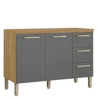 Balcão Gabinete De Pia 120 Cm Com Tampo Ametista Kits Paraná Freijó Gris - 1