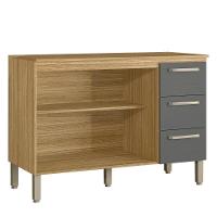 Balcão Gabinete De Pia 120 Cm Com Tampo Ametista Kits Paraná Freijó Gris - 2