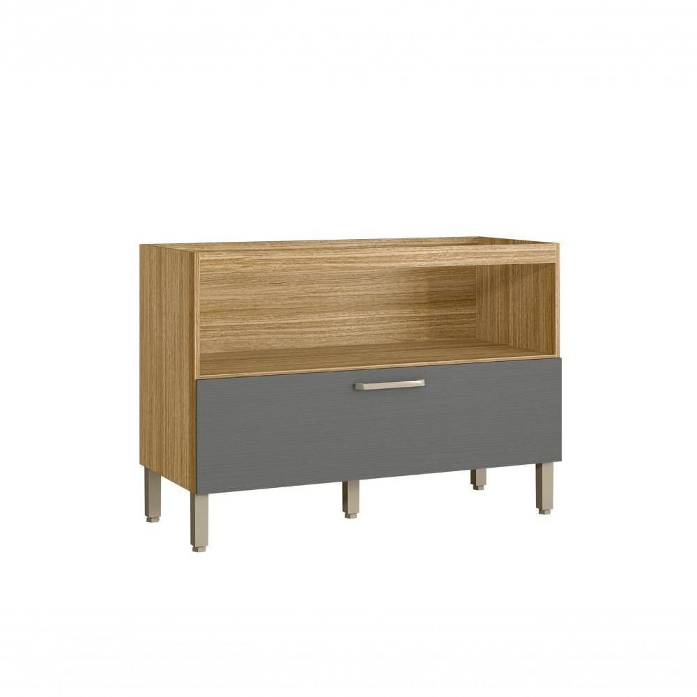 Balcão De Cozinha 1 Porta Basculante 1 Gaveta Com Tampo 1,20 Cm Basic Ametista Kits Parana Freijó Gris - 2