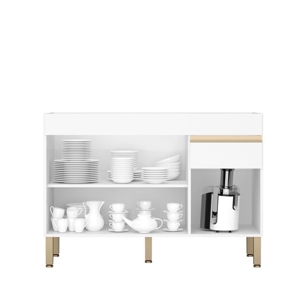 Balcão Gabinete De Pia 120 Cm 3 Portas Sem Tampo Kits Paraná Branco Supremo Branco-supremo - 2