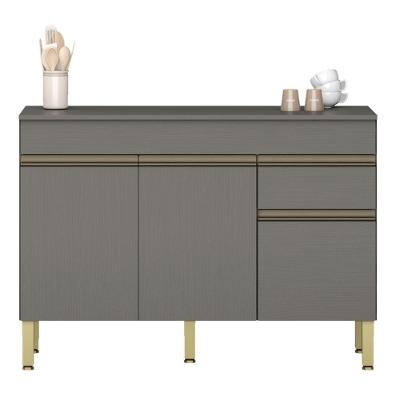 Balcão Gabinete De Pia 120 Cm 3 Portas Com Tampo Kits Paraná Cinza Gris Cinza-gris