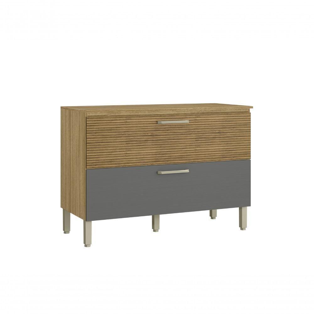 Balcão De Cozinha 1 Porta Basculante 1 Gaveta Com Tampo 1,20 Cm Basic Ametista Kits Parana Freijó Gris-cpripado Freijó - 1