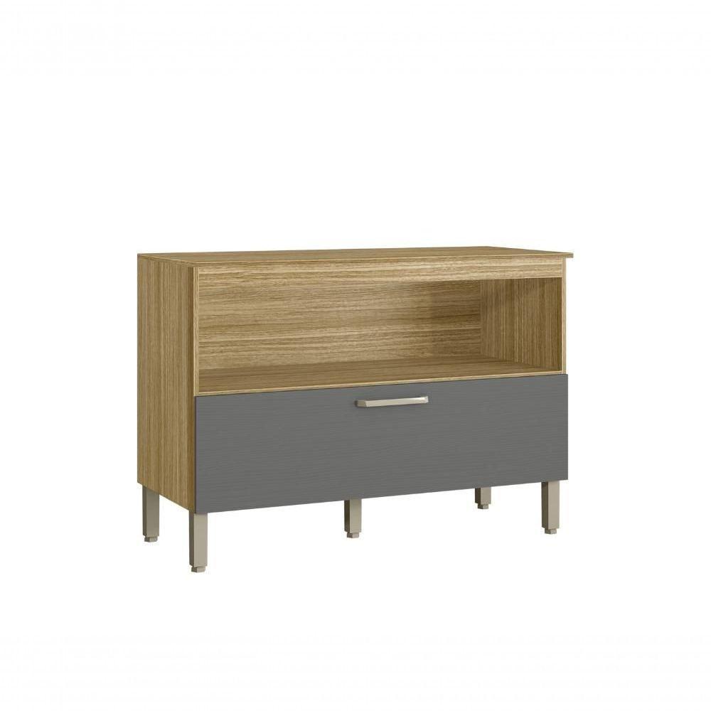 Balcão De Cozinha 1 Porta Basculante 1 Gaveta Com Tampo 1,20 Cm Basic Ametista Kits Parana Freijó Gris-cpripado Freijó - 2