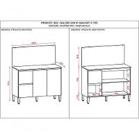 Balcao De Cozinha 3 Portas 2 Gavetas 1,20 Cm Com Tampo E Painel Art Kits Parana Vanilla-vanilla - 2