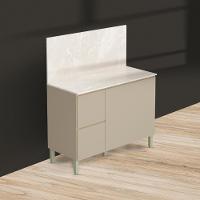 Balcao De Cozinha 3 Portas 2 Gavetas 1,20 Cm Com Tampo E Painel Art Kits Parana Vanilla-vanilla - 3