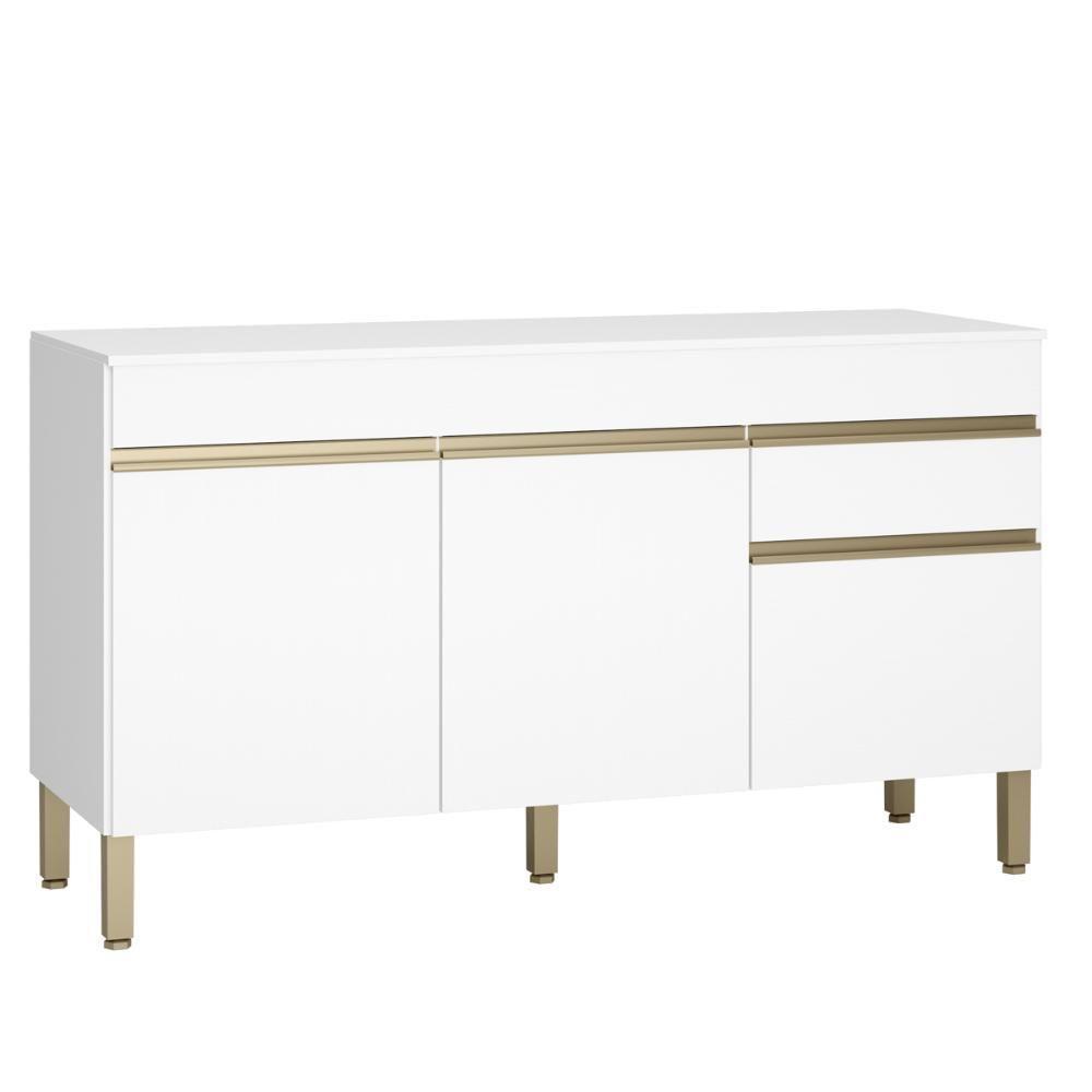 Balcão Gabinete De Pia 150 Cm 3 Portas Com Tampo Kits Paraná Branco Supremo Branco-supremo - 1
