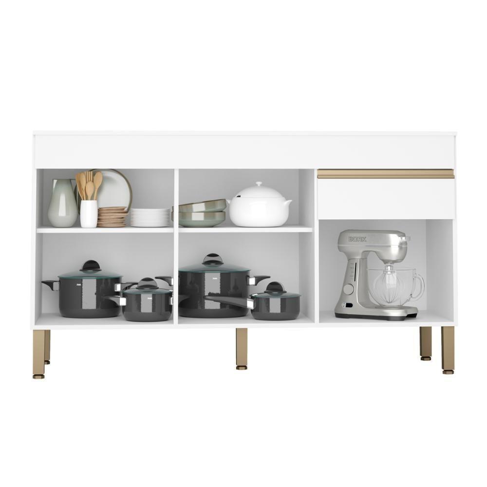 Balcão Gabinete De Pia 150 Cm 3 Portas Com Tampo Kits Paraná Branco Supremo Branco-supremo - 2