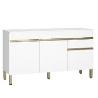 Balcão Gabinete De Pia 150 Cm 3 Portas Com Tampo Kits Paraná Branco Supremo Branco-supremo - 1