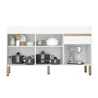 Balcão Gabinete De Pia 150 Cm 3 Portas Com Tampo Kits Paraná Branco Supremo Branco-supremo - 2