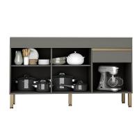 Balcão Gabinete De Pia 150 Cm 3 Portas Com Tampo Kits Paraná Cinza Gris Cinza-gris - 2