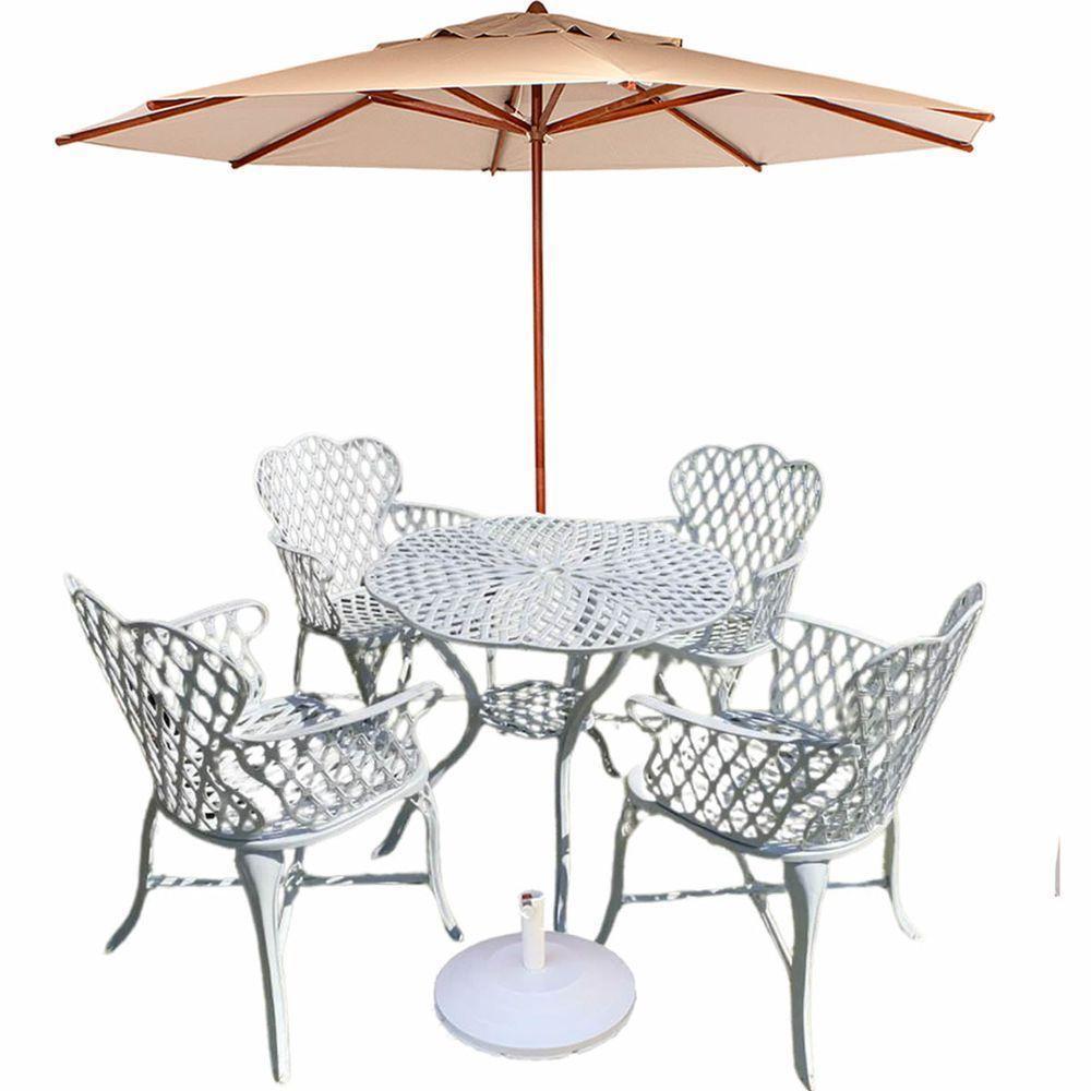 Conjunto 4 Cadeiras E Mesa Viena Bambu Em Alumínio Para Piscina Jardim Bege - 1